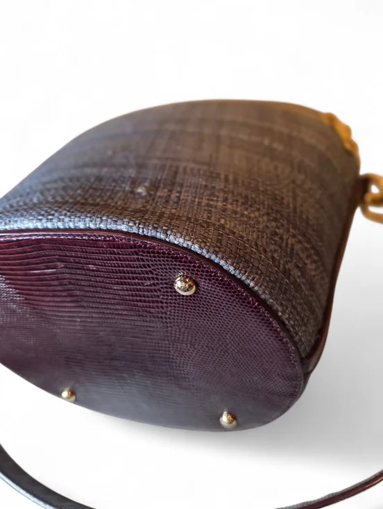 Dolce And Gabbana Lizard Straw Shoulder Bag Structured Raffia Basket Purse - Picture 7 of 11